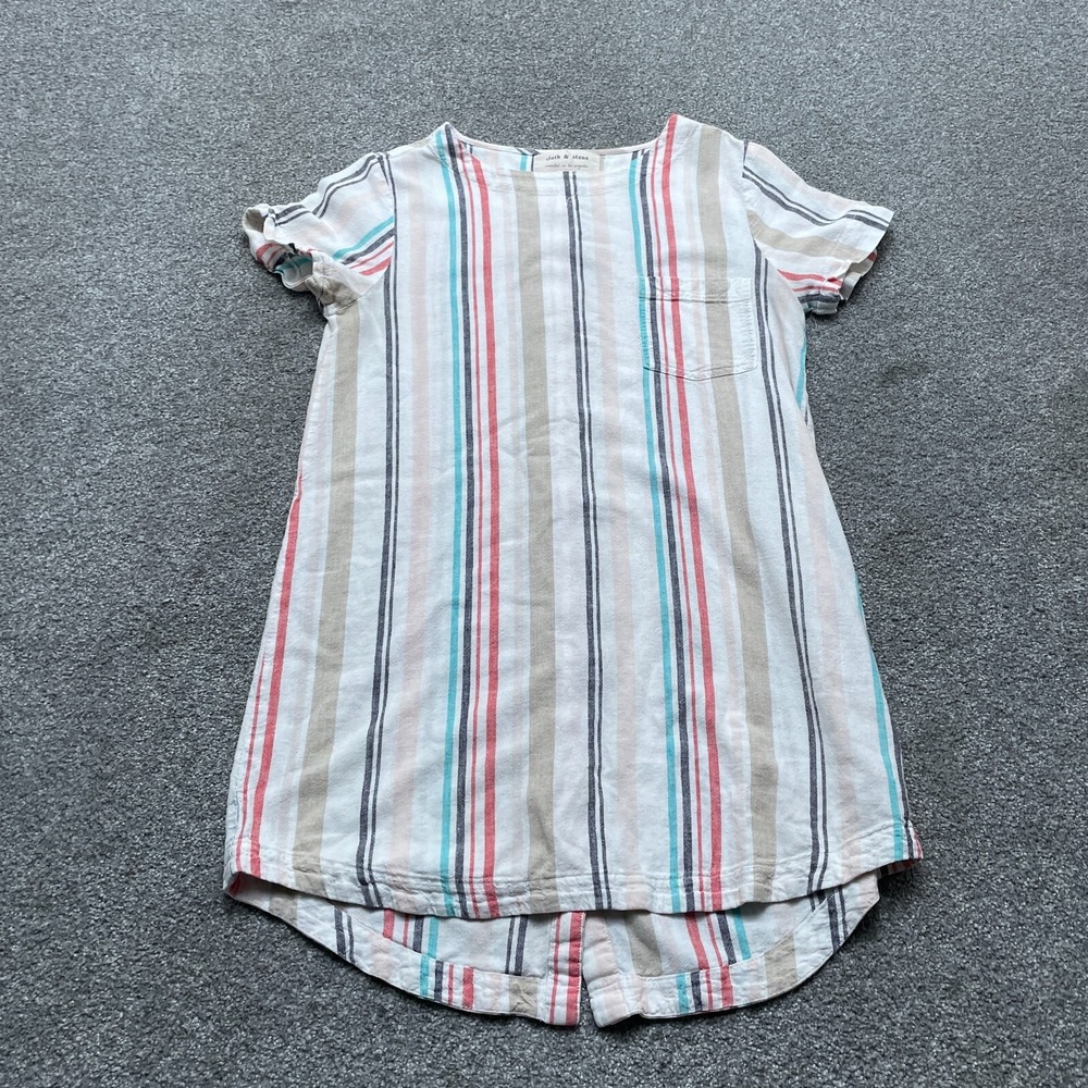 Cloth & Stone Top Adult Small Multicolor Striped Linen Blend Shirt Ladies